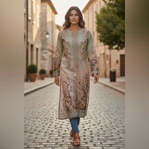 CAN YOU SEW? Bin Saeed Embroidered Lawn Tunic from Pakistan